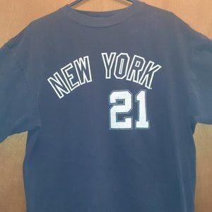 Mens NY Yankees Starter Tee Shirt Vintage Paul O'Neill #21 Size XL Blue